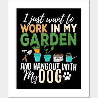 Gardening T-Shirt Dog Lover Gardener Garden Pet Gift Plants Posters and Art